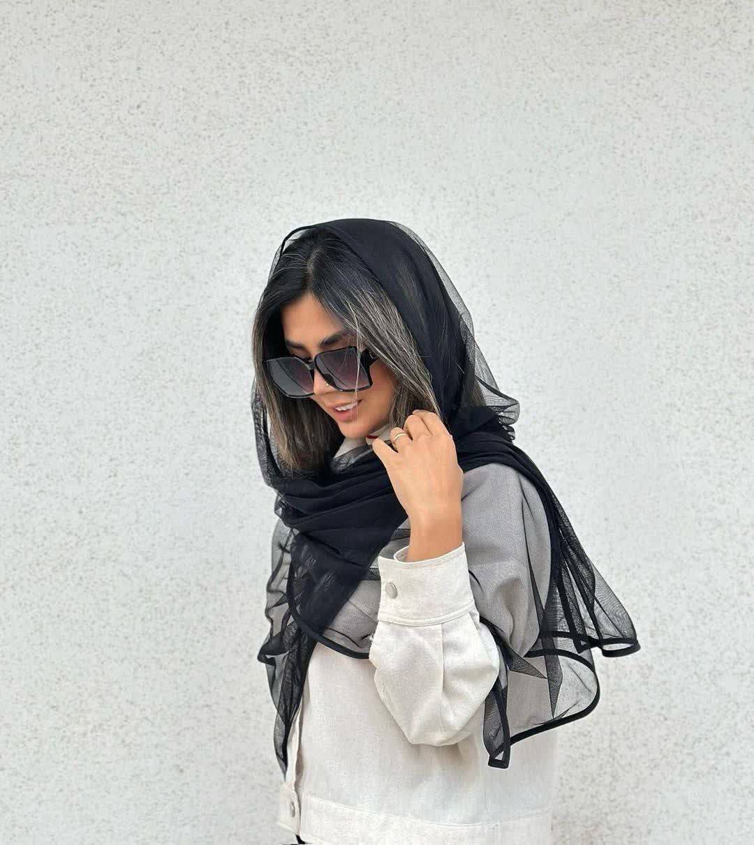 شال توری زنانه رنگ مشکی کد 66103